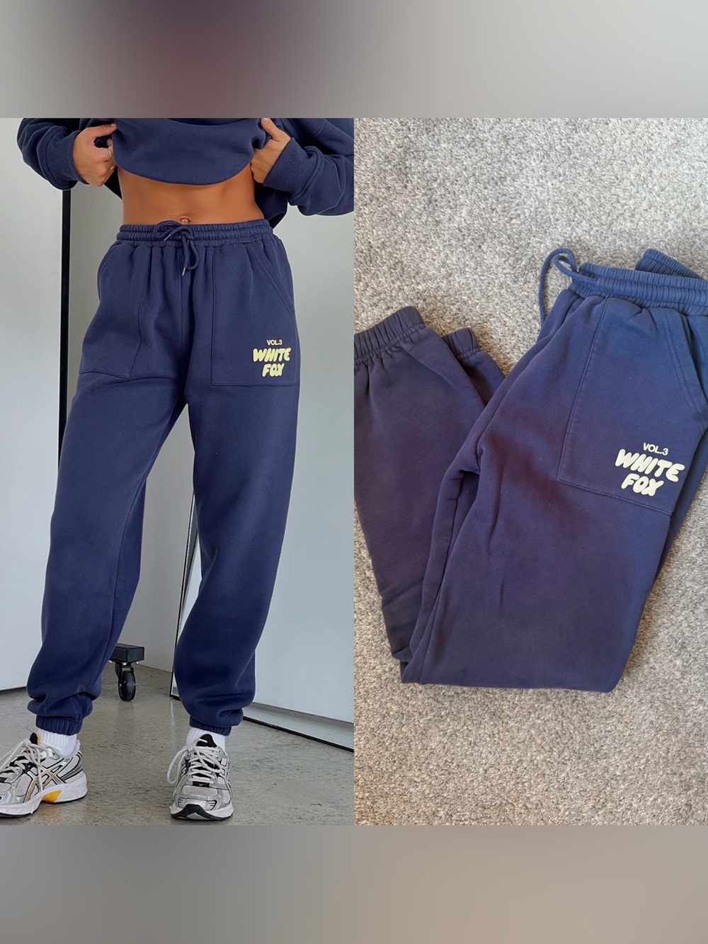 Navy White Fox Joggers Pants